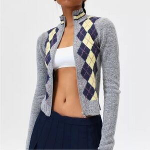 Urban Outfitters Argyle Plaid Cardigan